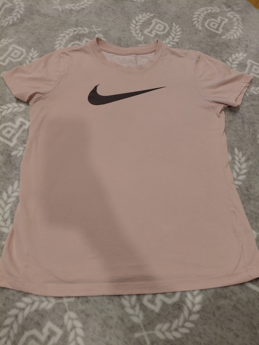 Nike Women's Light Pink Short-Sleeve Tee with Black Swoosh